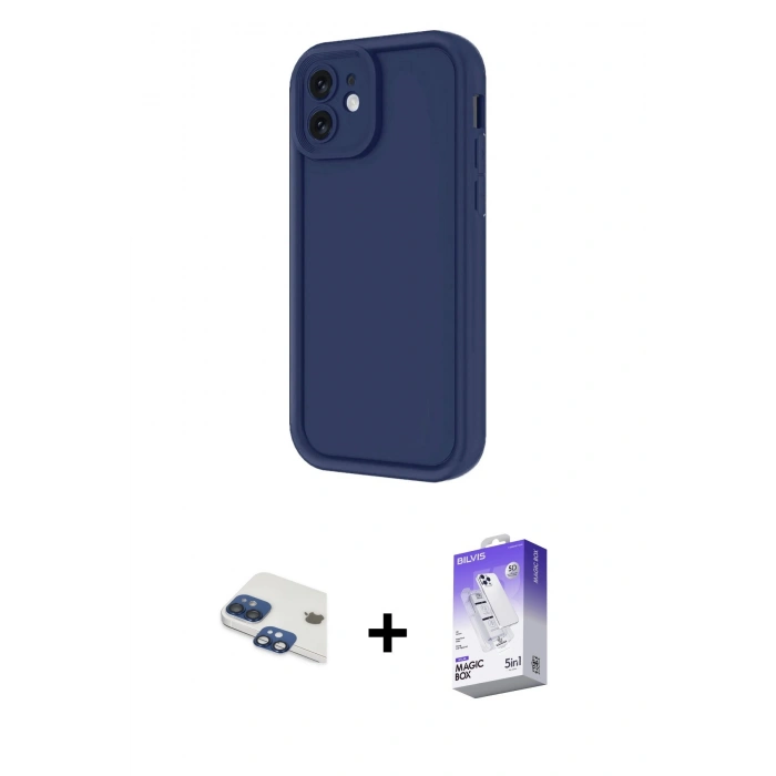 MARSİLYAN™- iPhone 11 Kılıf Yankı Yansıma Özel Seri - Siyah Bilvis 5in1 3D Magic Cam Ekran Koruyucu + Pers Alüminyum Kamera Lens - LT