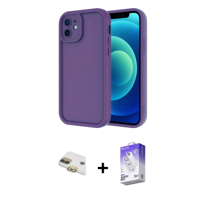 MARSİLYAN™- iPhone 11 Kılıf Yankı Yansıma Özel Seri - Siyah Bilvis 5in1 3D Magic Cam Ekran Koruyucu + Pers Alüminyum Kamera Lens - GD