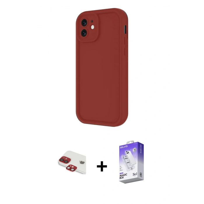 MARSİLYAN™- iPhone 11 Kılıf Yankı Yansıma Özel Seri - Siyah Bilvis 5in1 3D Magic Cam Ekran Koruyucu + Pers Alüminyum Kamera Lens - KI