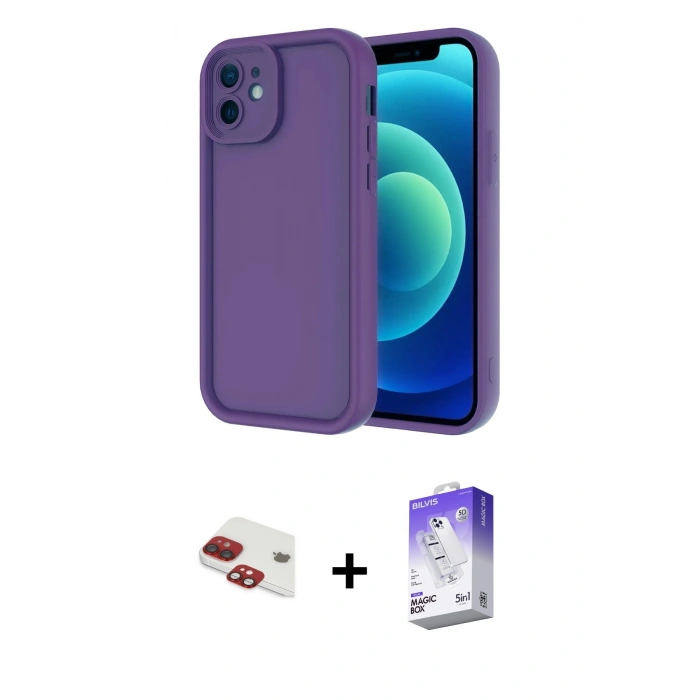 MARSİLYAN™- iPhone 11 Kılıf Yankı Yansıma Özel Seri - Siyah Bilvis 5in1 3D Magic Cam Ekran Koruyucu + Pers Alüminyum Kamera Lens - KI