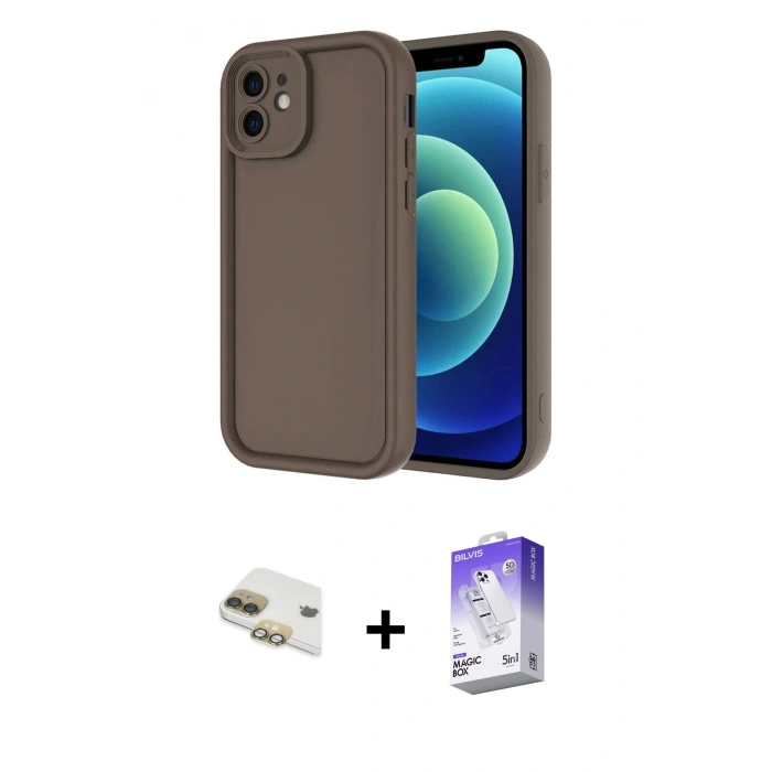 MARSİLYAN™- iPhone 11 Kılıf Yankı Yansıma Özel Seri - Siyah Bilvis 5in1 3D Magic Cam Ekran Koruyucu + Pers Alüminyum Kamera Lens - GD