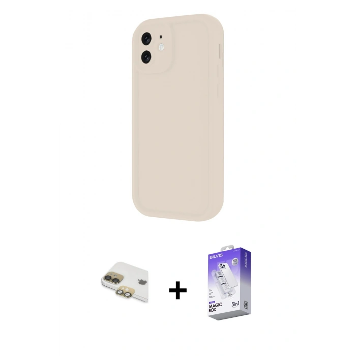 MARSİLYAN™- iPhone 11 Kılıf Yankı Yansıma Özel Seri - Siyah Bilvis 5in1 3D Magic Cam Ekran Koruyucu + Pers Alüminyum Kamera Lens - GD