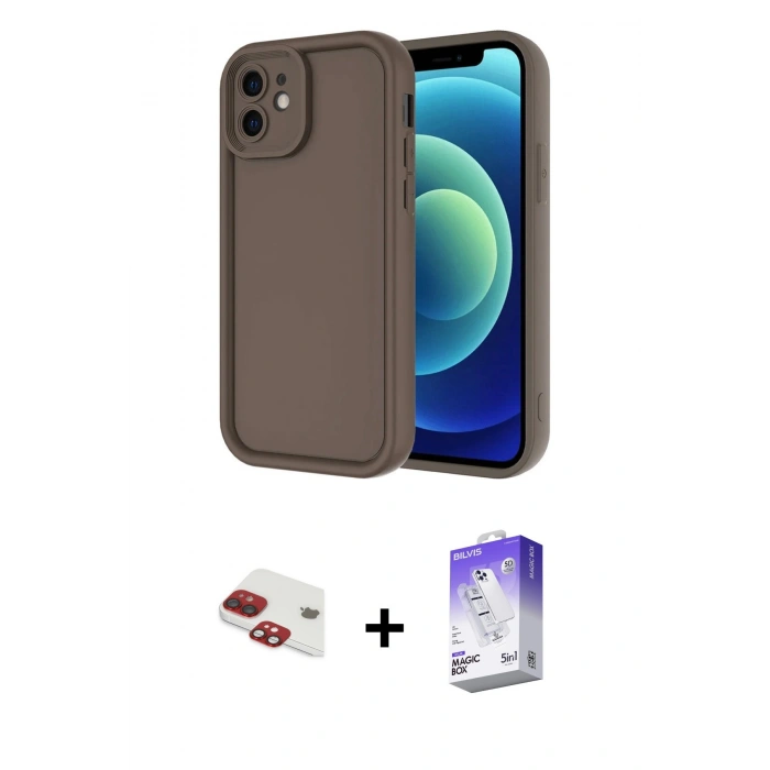 MARSİLYAN™- iPhone 11 Kılıf Yankı Yansıma Özel Seri - Siyah Bilvis 5in1 3D Magic Cam Ekran Koruyucu + Pers Alüminyum Kamera Lens - KI