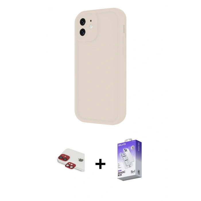 MARSİLYAN™- iPhone 11 Kılıf Yankı Yansıma Özel Seri - Siyah Bilvis 5in1 3D Magic Cam Ekran Koruyucu + Pers Alüminyum Kamera Lens - KI