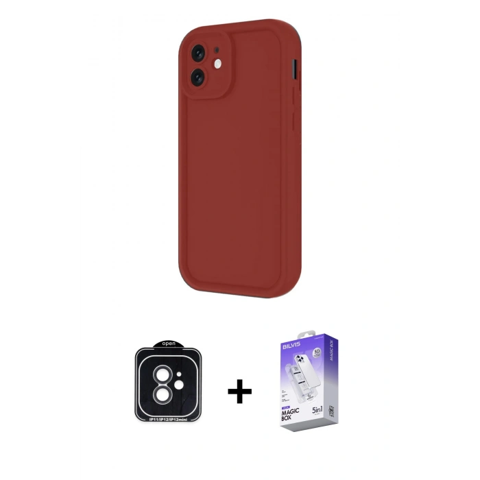 MARSİLYAN™- iPhone 11 Kılıf Yankı Yansıma Özel Seri - Siyah Bilvis 5in1 3D Magic Cam Ekran Koruyucu + PVD Metal Kamera Lens - SH
