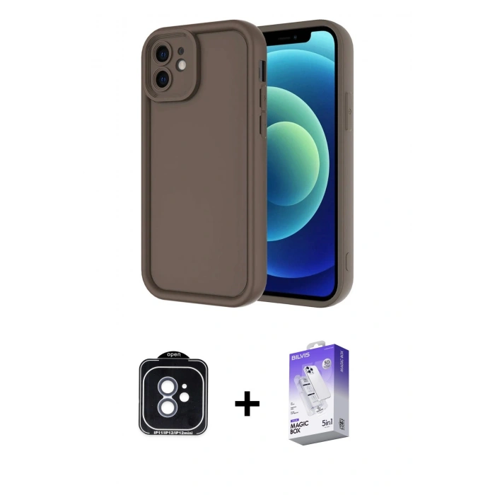 MARSİLYAN™- iPhone 11 Kılıf Yankı Yansıma Özel Seri - Siyah Bilvis 5in1 3D Magic Cam Ekran Koruyucu + PVD Metal Kamera Lens - MI