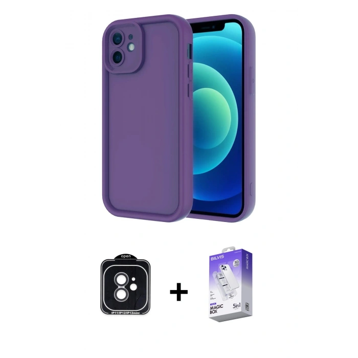 MARSİLYAN™- iPhone 11 Kılıf Yankı Yansıma Özel Seri - Siyah Bilvis 5in1 3D Magic Cam Ekran Koruyucu + PVD Metal Kamera Lens - SH