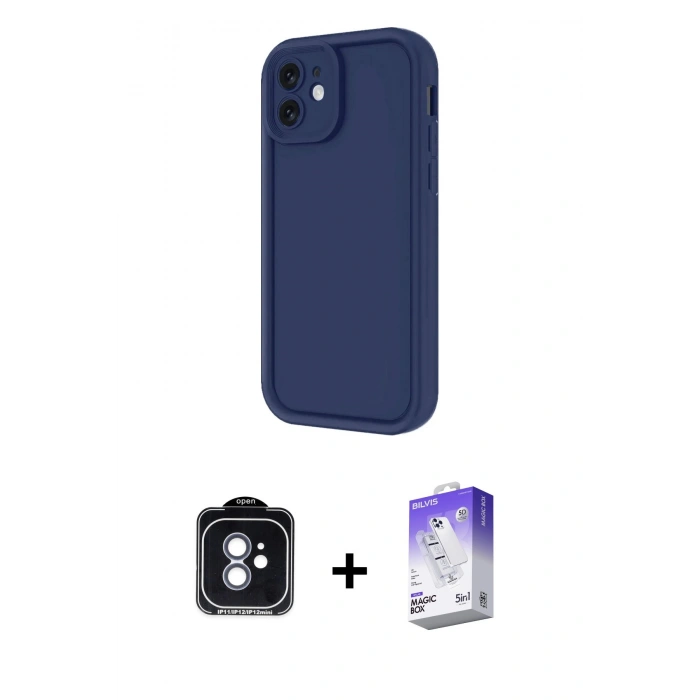 MARSİLYAN™- iPhone 11 Kılıf Yankı Yansıma Özel Seri - Siyah Bilvis 5in1 3D Magic Cam Ekran Koruyucu + PVD Metal Kamera Lens - MI