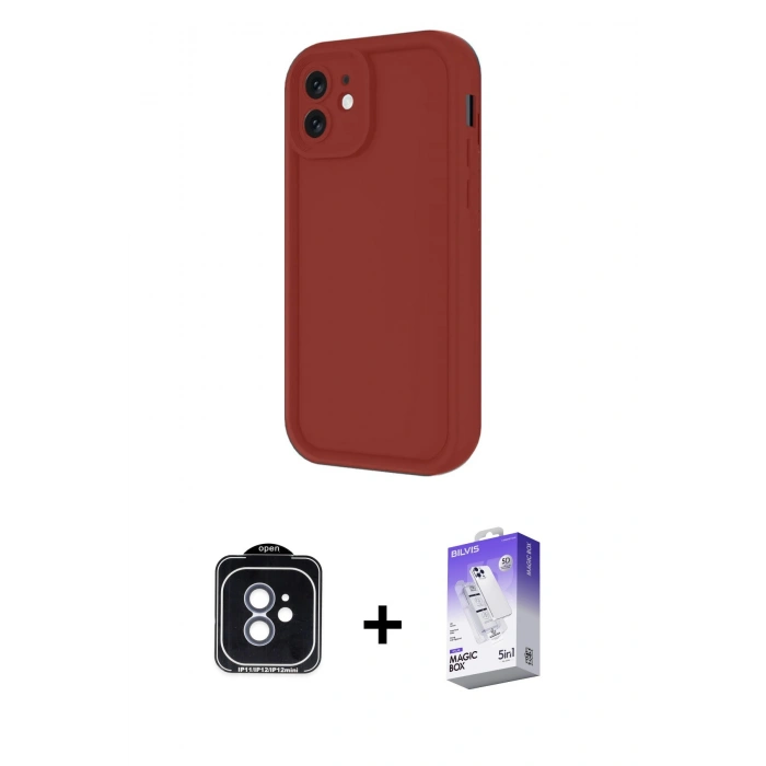 MARSİLYAN™- iPhone 11 Kılıf Yankı Yansıma Özel Seri - Siyah Bilvis 5in1 3D Magic Cam Ekran Koruyucu + PVD Metal Kamera Lens - MI