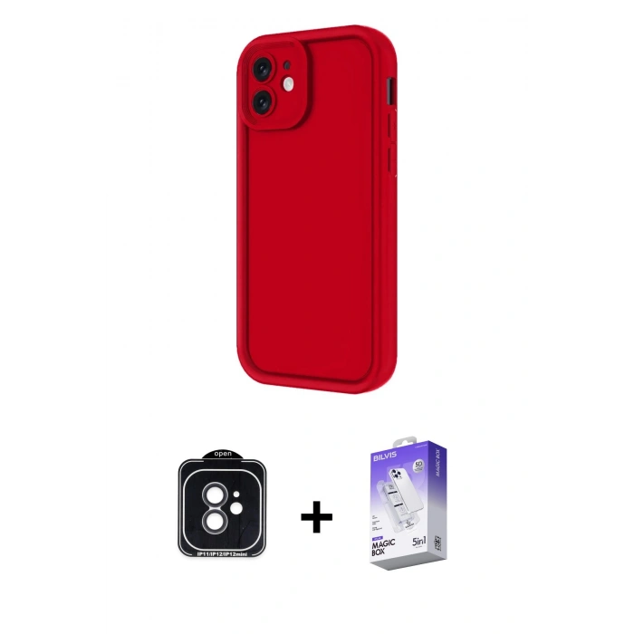 MARSİLYAN™- iPhone 11 Kılıf Yankı Yansıma Özel Seri - Siyah Bilvis 5in1 3D Magic Cam Ekran Koruyucu + PVD Metal Kamera Lens - SH