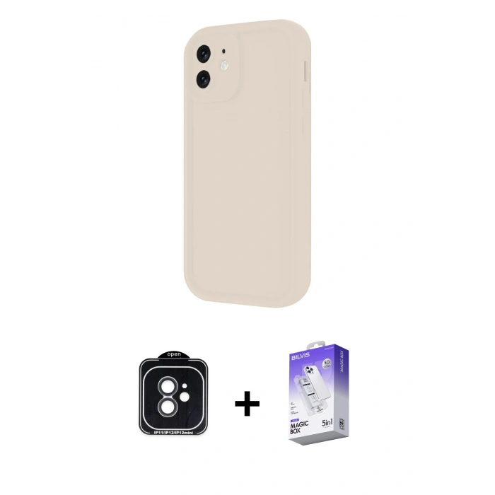 MARSİLYAN™- iPhone 11 Kılıf Yankı Yansıma Özel Seri - Siyah Bilvis 5in1 3D Magic Cam Ekran Koruyucu + PVD Metal Kamera Lens - SH