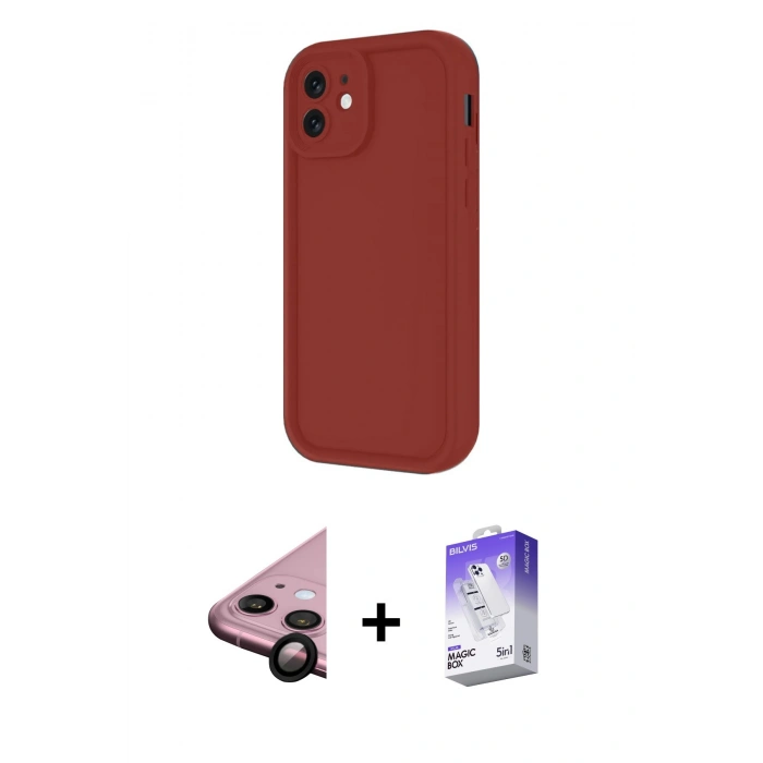 MARSİLYAN™- iPhone 11 Kılıf Yankı Yansıma Özel Seri - Siyah Bilvis 5in1 3D Magic Cam Ekran Koruyucu + Raze Metal Kamera Lens - SH