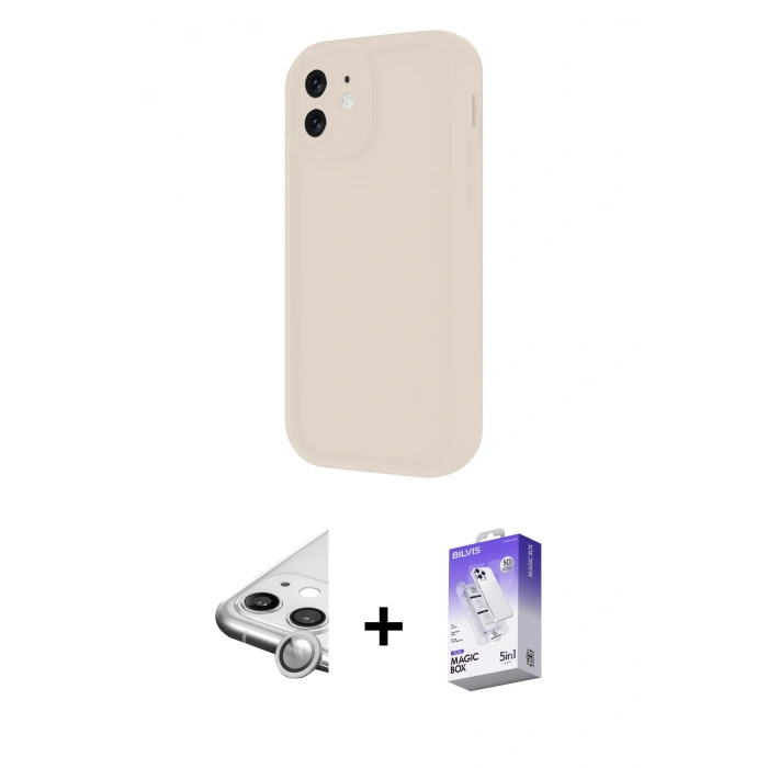 MARSİLYAN™- iPhone 11 Kılıf Yankı Yansıma Özel Seri - Siyah Bilvis 5in1 3D Magic Cam Ekran Koruyucu + Raze Metal Kamera Lens - GS