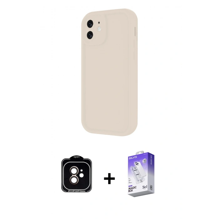 MARSİLYAN™- iPhone 11 Kılıf Yankı Yansıma Özel Seri - Siyah Bilvis 5in1 3D Magic Cam Ekran Koruyucu + PVD Metal Kamera Lens - TU