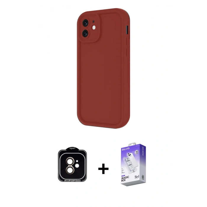 MARSİLYAN™- iPhone 11 Kılıf Yankı Yansıma Özel Seri - Siyah Bilvis 5in1 3D Magic Cam Ekran Koruyucu + PVD Metal Kamera Lens - TU