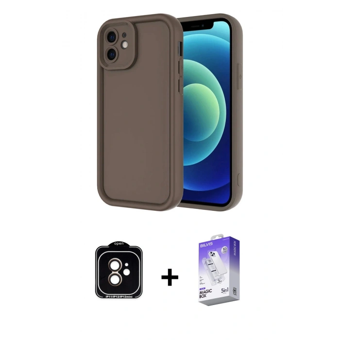 MARSİLYAN™- iPhone 11 Kılıf Yankı Yansıma Özel Seri - Siyah Bilvis 5in1 3D Magic Cam Ekran Koruyucu + PVD Metal Kamera Lens - TU