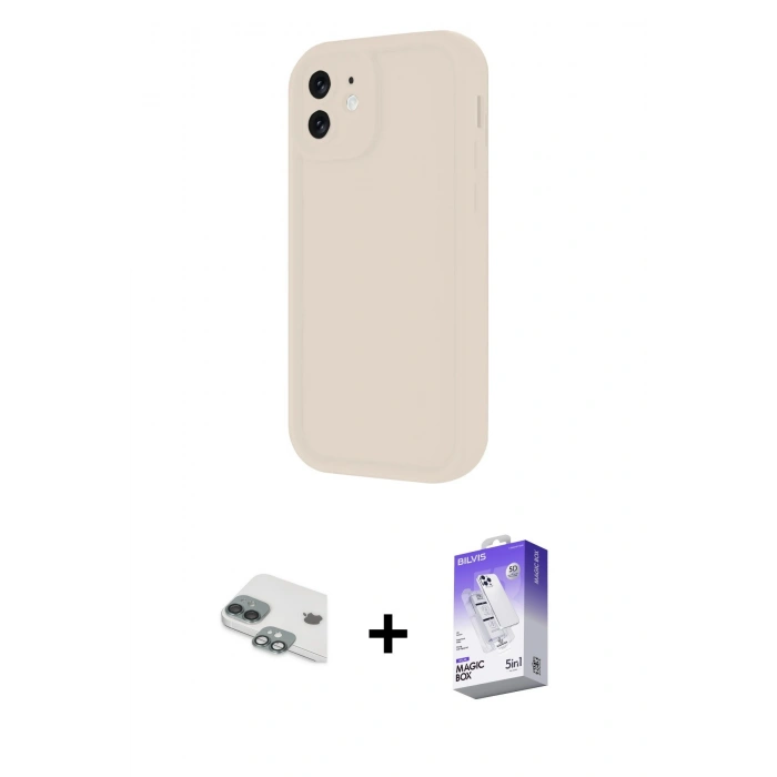 MARSİLYAN™- iPhone 11 Kılıf Yankı Yansıma Özel Seri - Siyah Bilvis 5in1 3D Magic Cam Ekran Koruyucu + Pers Alüminyum Kamera Lens - YL