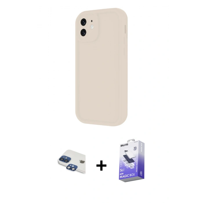 MARSİLYAN™- iPhone 11 Kılıf Yankı Yansıma Özel Seri - Siyah Bilvis 5in1 5D Magic Hayalet Cam Ekran Koruyucu + Pers Alüminyum Kamera Lens - LT