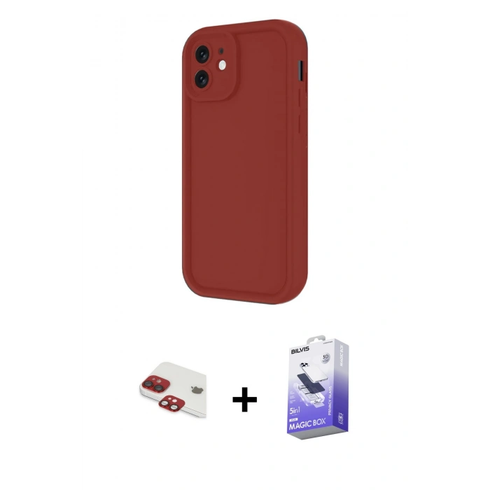 MARSİLYAN™- iPhone 11 Kılıf Yankı Yansıma Özel Seri - Siyah Bilvis 5in1 5D Magic Hayalet Cam Ekran Koruyucu + Pers Alüminyum Kamera Lens - KI
