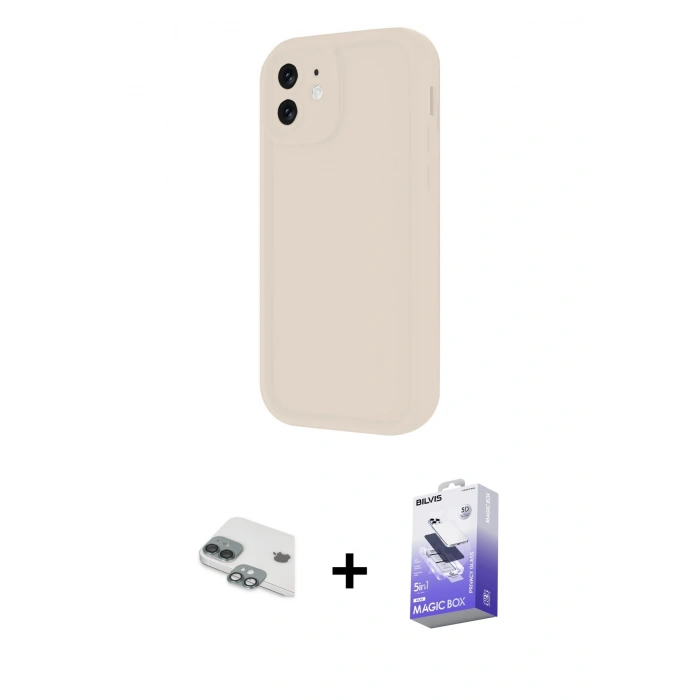 MARSİLYAN™- iPhone 11 Kılıf Yankı Yansıma Özel Seri - Siyah Bilvis 5in1 5D Magic Hayalet Cam Ekran Koruyucu + Pers Alüminyum Kamera Lens - YL