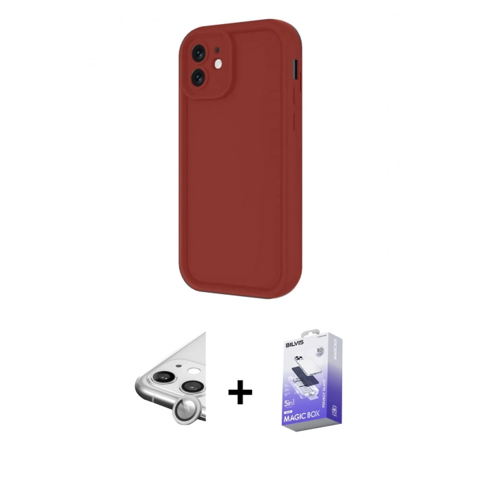 MARSİLYAN™- iPhone 11 Kılıf Yankı Yansıma Özel Seri - Siyah Bilvis 5in1 5D Magic Hayalet Cam Ekran Koruyucu + Raze Metal Kamera Lens - GS