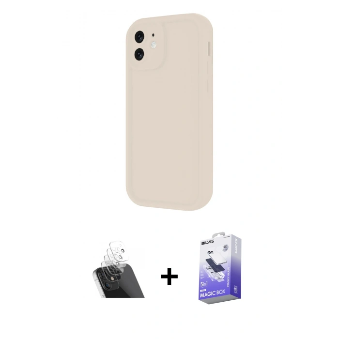 MARSİLYAN™- iPhone 11 Kılıf Yankı Yansıma Özel Seri - Siyah Bilvis 5in1 5D Magic Hayalet Cam Ekran Koruyucu + Kamera Lens Koruma Cam - SF