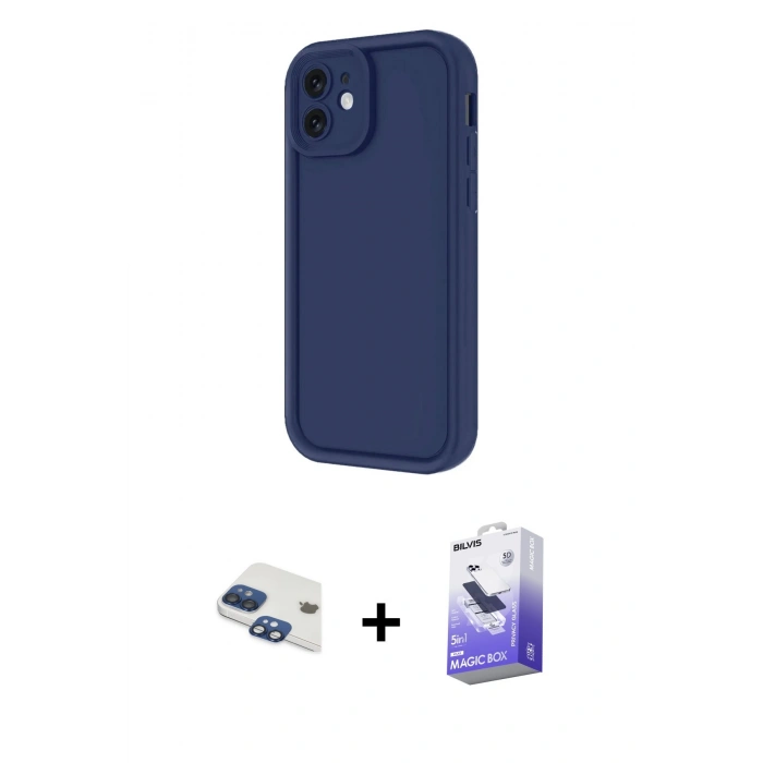MARSİLYAN™- iPhone 11 Kılıf Yankı Yansıma Özel Seri - Siyah Bilvis 5in1 5D Magic Hayalet Cam Ekran Koruyucu + Pers Alüminyum Kamera Lens - LT