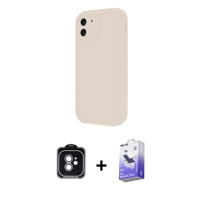 MARSİLYAN™- iPhone 11 Kılıf Yankı Yansıma Özel Seri - Siyah Bilvis 5in1 5D Magic Hayalet Cam Ekran Koruyucu + PVD Metal Kamera Lens - MI