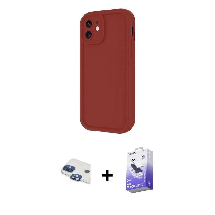 MARSİLYAN™- iPhone 11 Kılıf Yankı Yansıma Özel Seri - Siyah Bilvis 5in1 5D Magic Hayalet Cam Ekran Koruyucu + Pers Alüminyum Kamera Lens - LT