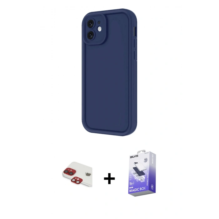 MARSİLYAN™- iPhone 11 Kılıf Yankı Yansıma Özel Seri - Siyah Bilvis 5in1 5D Magic Hayalet Cam Ekran Koruyucu + Pers Alüminyum Kamera Lens - KI