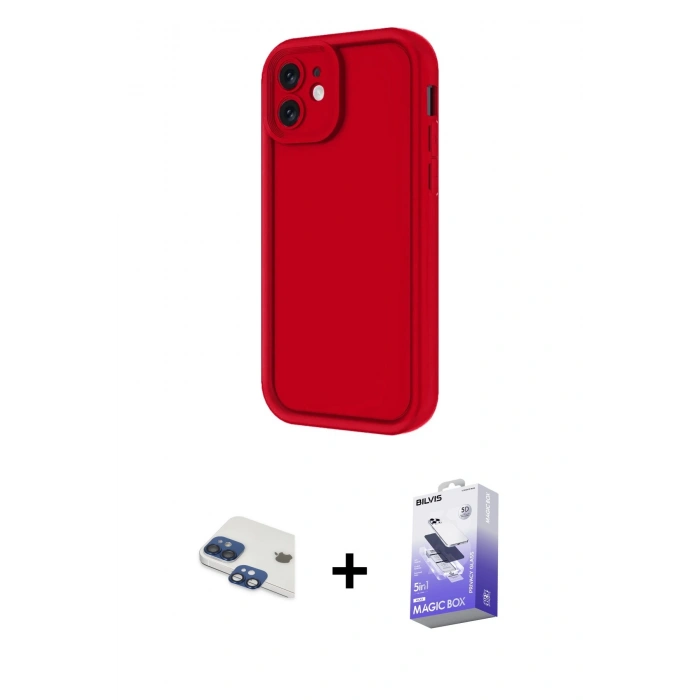 MARSİLYAN™- iPhone 11 Kılıf Yankı Yansıma Özel Seri - Siyah Bilvis 5in1 5D Magic Hayalet Cam Ekran Koruyucu + Pers Alüminyum Kamera Lens - LT