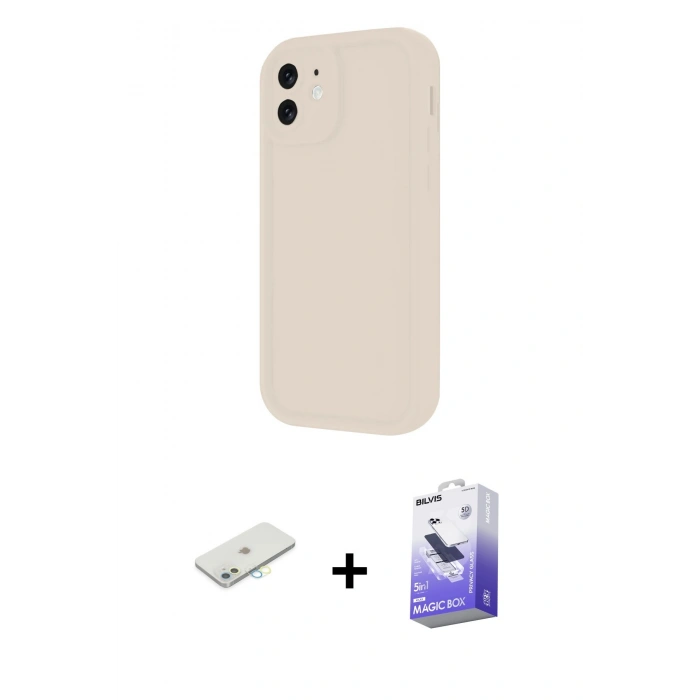MARSİLYAN™- iPhone 11 Kılıf Yankı Yansıma Özel Seri - Siyah Bilvis 5in1 5D Magic Hayalet Cam Ekran Koruyucu + Renkli Kamera Lens Koruma Cam - SI
