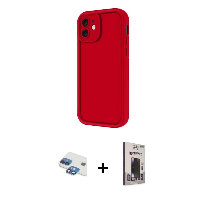 MARSİLYAN™- iPhone 11 Kılıf Yankı Yansıma Özel Seri - Siyah Bilvis Hayalet Cam Ekran Koruyucu + Pers Alüminyum Kamera Lens - GI