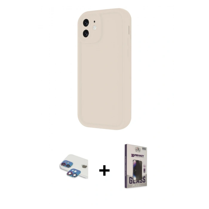MARSİLYAN™- iPhone 11 Kılıf Yankı Yansıma Özel Seri - Siyah Bilvis Hayalet Cam Ekran Koruyucu + Pers Alüminyum Kamera Lens - GI