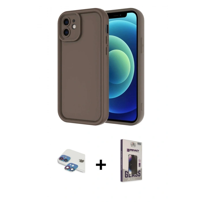 MARSİLYAN™- iPhone 11 Kılıf Yankı Yansıma Özel Seri - Siyah Bilvis Hayalet Cam Ekran Koruyucu + Pers Alüminyum Kamera Lens - GI