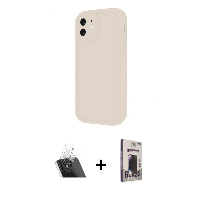 MARSİLYAN™- iPhone 11 Kılıf Yankı Yansıma Özel Seri - Siyah Bilvis Hayalet Cam Ekran Koruyucu + Kamera Lens Koruma Cam - SF