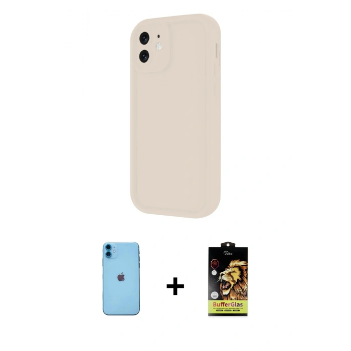 MARSİLYAN™- iPhone 11 Kılıf Yankı Yansıma Özel Seri - Siyah Buffer Cam Ekran Koruyucu + Neon Fosforlu Kamera Lens - MI