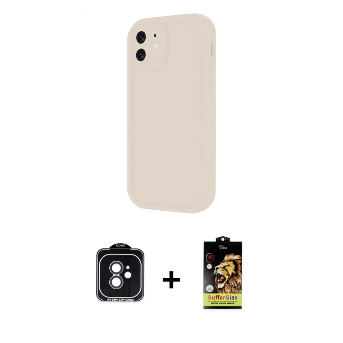 MARSİLYAN™- iPhone 11 Kılıf Yankı Yansıma Özel Seri - Siyah Buffer Cam Ekran Koruyucu + Siyah PVD Metal Kamera Lens