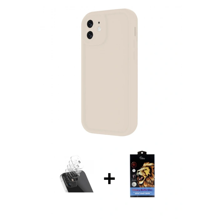 MARSİLYAN™- iPhone 11 Kılıf Yankı Yansıma Özel Seri - Siyah Buffer Hayalet Cam Ekran Koruyucu + Kamera Lens Koruma Cam - SF