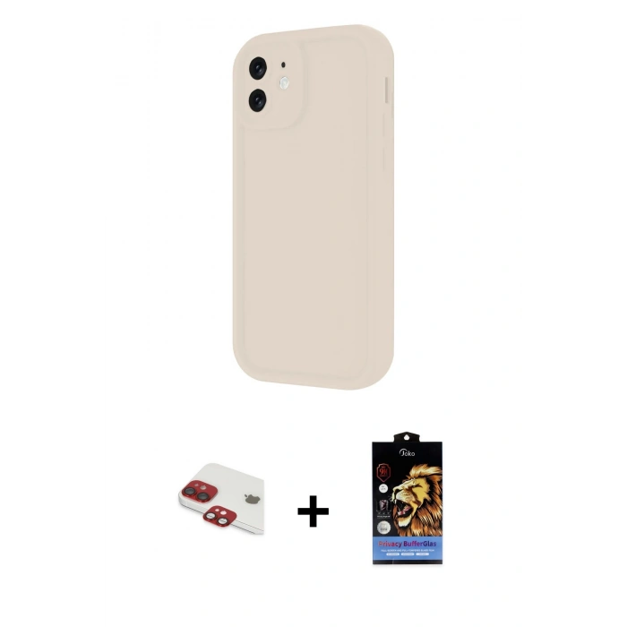 MARSİLYAN™- iPhone 11 Kılıf Yankı Yansıma Özel Seri - Siyah Buffer Hayalet Cam Ekran Koruyucu + Pers Alüminyum Kamera Lens - KI