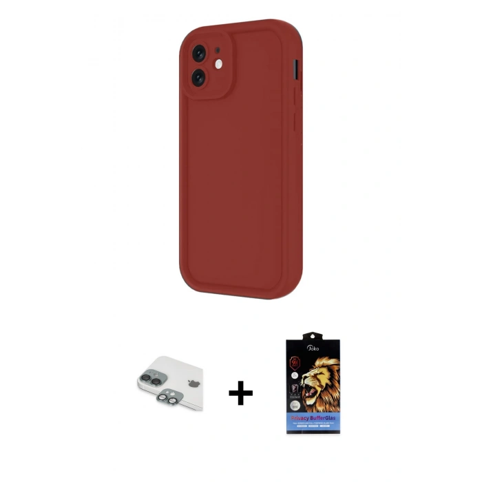 MARSİLYAN™- iPhone 11 Kılıf Yankı Yansıma Özel Seri - Siyah Buffer Hayalet Cam Ekran Koruyucu + Pers Alüminyum Kamera Lens - YL