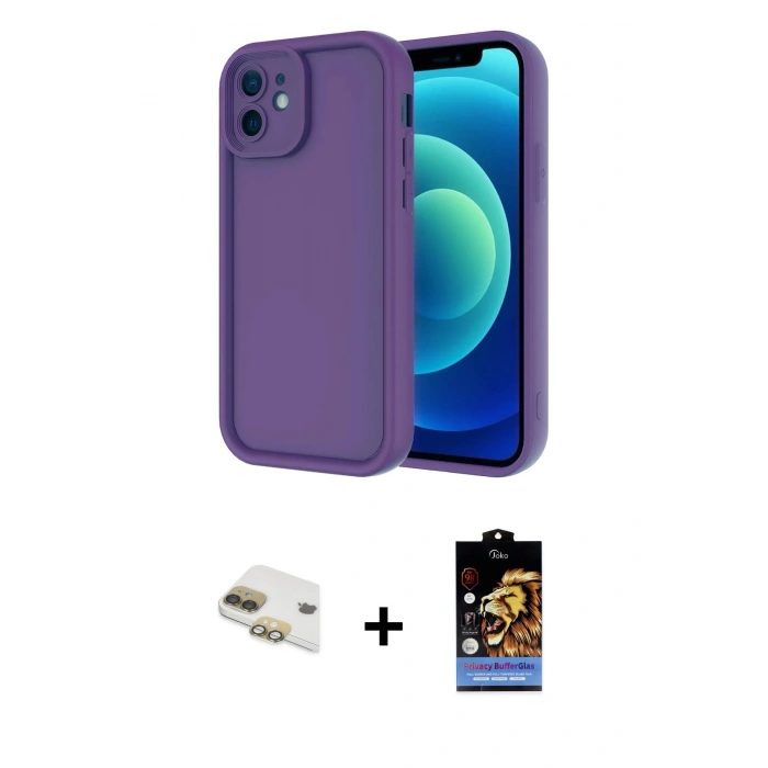 MARSİLYAN™- iPhone 11 Kılıf Yankı Yansıma Özel Seri - Siyah Buffer Hayalet Cam Ekran Koruyucu + Pers Alüminyum Kamera Lens - GD
