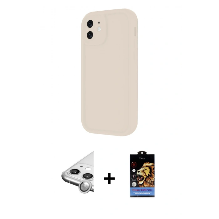 MARSİLYAN™- iPhone 11 Kılıf Yankı Yansıma Özel Seri - Siyah Buffer Hayalet Cam Ekran Koruyucu + Raze Metal Kamera Lens - GS