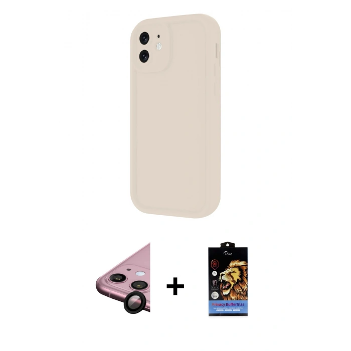 MARSİLYAN™- iPhone 11 Kılıf Yankı Yansıma Özel Seri - Siyah Buffer Hayalet Cam Ekran Koruyucu + Raze Metal Kamera Lens - SH