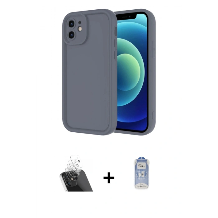 MARSİLYAN™- iPhone 11 Kılıf Yankı Yansıma Özel Seri - Siyah Joko Magic 5D Cam + Kamera Lens Koruma Cam - SF