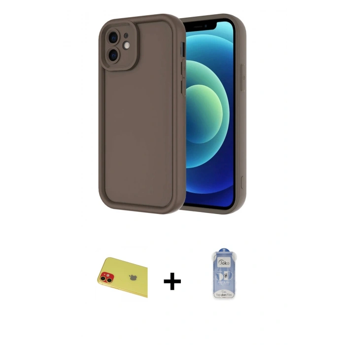 MARSİLYAN™- iPhone 11 Kılıf Yankı Yansıma Özel Seri - Siyah Joko Magic 5D Cam + Kırmızı Rainbow Kamera Lens Koruma Cam