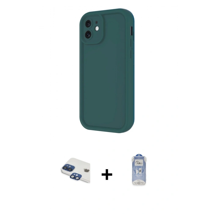 MARSİLYAN™- iPhone 11 Kılıf Yankı Yansıma Özel Seri - Siyah Joko Magic 5D Cam + Pers Alüminyum Kamera Lens - LT