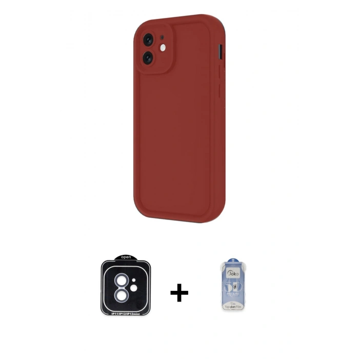 MARSİLYAN™- iPhone 11 Kılıf Yankı Yansıma Özel Seri - Siyah Joko Magic 5D Cam + Mavi PVD Metal Kamera Lens
