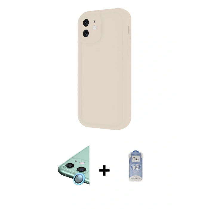 MARSİLYAN™- iPhone 11 Kılıf Yankı Yansıma Özel Seri - Siyah Joko Magic 5D Cam + Mavi Raze Metal Kamera Lens