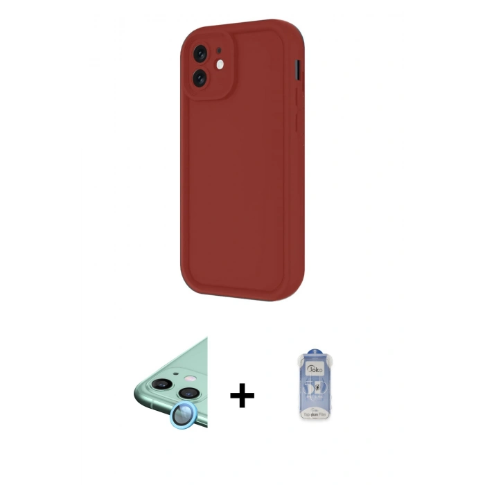 MARSİLYAN™- iPhone 11 Kılıf Yankı Yansıma Özel Seri - Siyah Joko Magic 5D Cam + Mavi Raze Metal Kamera Lens